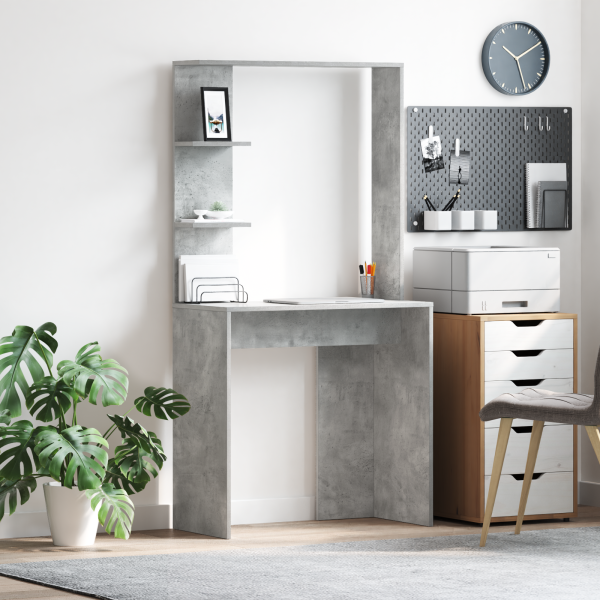 Escritorio de Computadora Gris Concreto Gris Concreto D