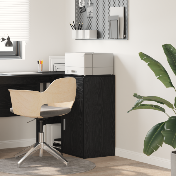 Armario de Almacenamiento de Roble Negro MDF con Chapa de Roble Negro D