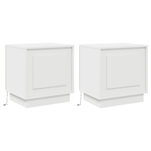 Cabinetes de Noche con Luces LED 2 pcs Blanco 44x34.5x45 cm H