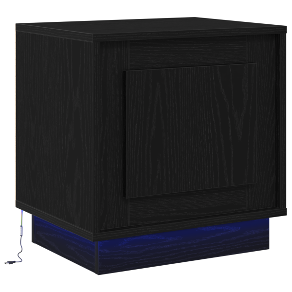 Cabinete de Noche con Luces LED Roble Negro 44x34.5x45 cm M 2