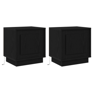 Mesitas de Noche con Luces LED 2 pcs Negro Roble 44x34.5x45 cm H