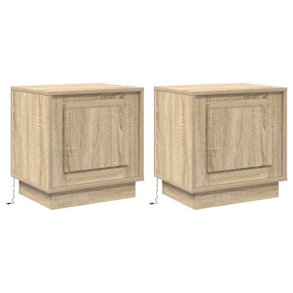 Criados-mudos com Luzes LED 2 pcs Carvalho Sonoma 44x34.5x45 cm M 2