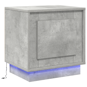 Mesa de noche con luces LED color gris concreto 44x34.5x45 cm H
