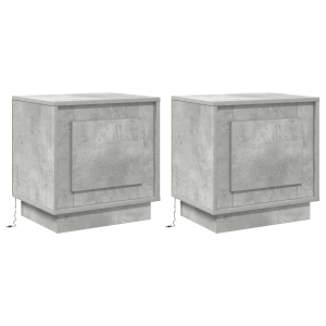 Cômodas de Cabeceira com Luzes LED 2 pcs Cinza Concreto 44x34.5x45 cm H