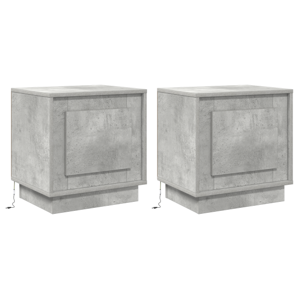 Cômodas de Cabeceira com Luzes LED 2 pcs Cinza Concreto 44x34.5x45 cm M 2