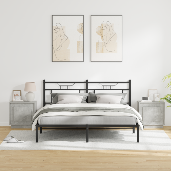 Mesitas de Noche con Luces LED 2 pcs Gris Concreto 44x34.5x45 cm M 5