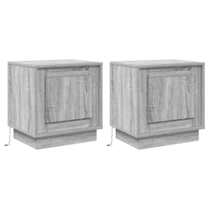 Gavetas de Cabeceira com Luzes LED 2 pcs Cinza Sonoma 44x34.5x45 cm H