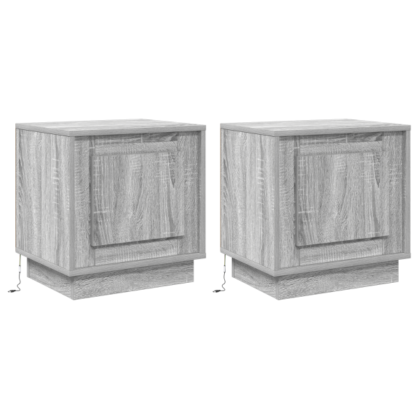 Gabinetes de Noche con Luces LED 2 pcs Gris Sonoma 44x34.5x45 cm M 2