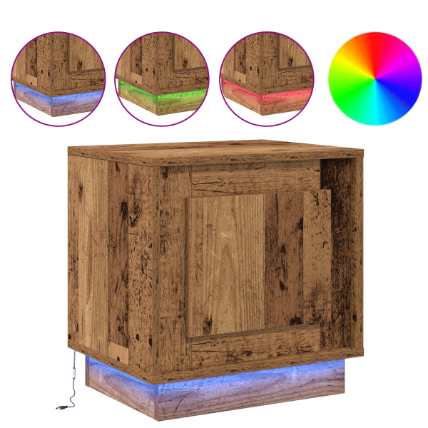Mesitas de Noche con Luces LED 2 pcs Madera Vieja 44x34.5x45 cm M 4