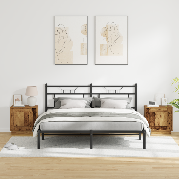 Mesitas de Noche con Luces LED 2 pcs Madera Vieja 44x34.5x45 cm M 5