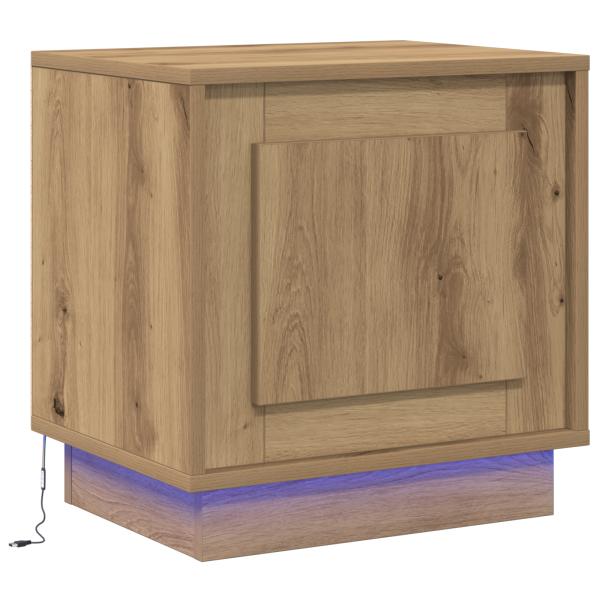 Cabinete de Noche con Luces LED Roble Artesano 44x34.5x45 cm M 2