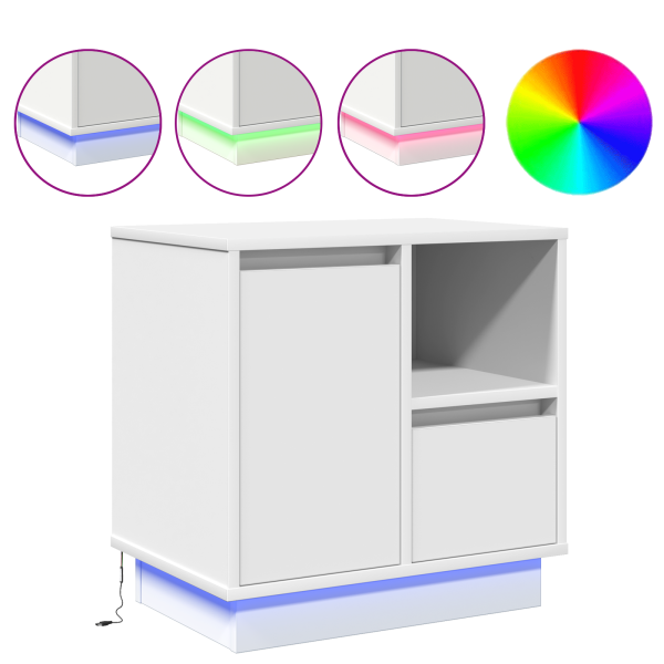 Mesitas de Noche con LED 2 pcs Blancas 50x34.5x50 cm M 4