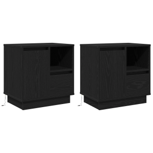 Mesas de Noche con LED 2 pcs Negro Roble 50x34.5x50 cm H