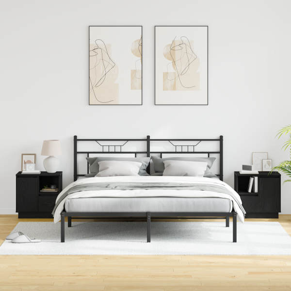 Cômodas de Cabeceira com LED 2 pcs Carvalho Preto 50x34.5x50 cm M 5