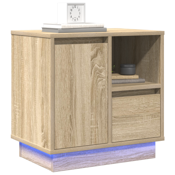 Cabinet de Noche con LED en Roble Sonoma 50x34.5x50 cm M 3