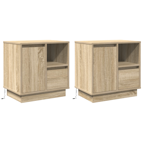 Cabeceros con LED 2 pcs Roble Sonoma 50x34.5x50 cm M 2