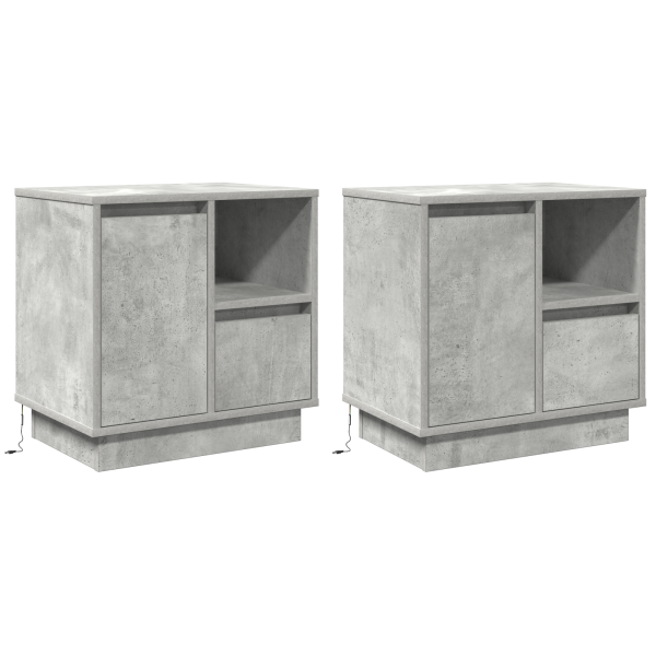 Mesas de Noche con LED 2 pcs Concreto Gris 50x34.5x50 cm M 2