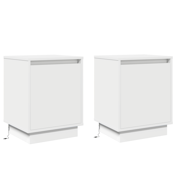 Criados-mudos com Luzes LED 2 pcs Branco 39x34.5x50 cm M 2