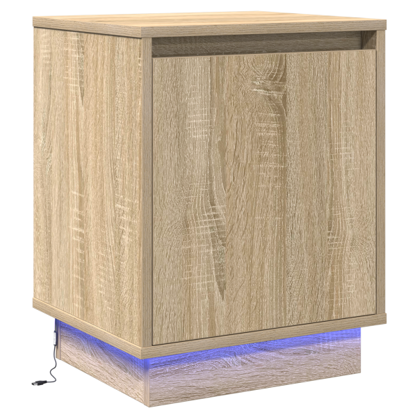 Mesita de Noche con Luces LED Roble Sonoma 39x34.5x50 cm M 2