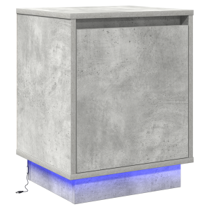 Mesa de Noche con Luces LED Concreto Gris 39x34.5x50 cm H