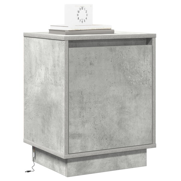 Mesa de Cabeceira com Luzes LED Cinza Concreto 39x34.5x50 cm M 3