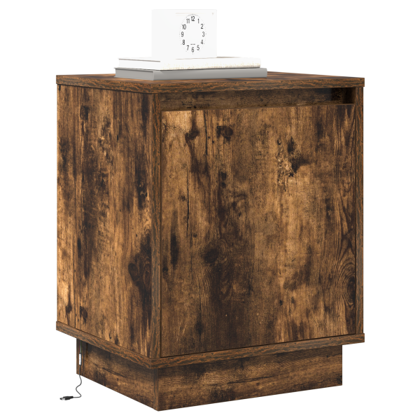 Cabinet de Noche con Luces LED Roble Ahumado 39x34.5x50 cm M 3