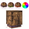 Cabinet de Noche con Luces LED Roble Ahumado 39x34.5x50 cm 4