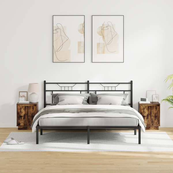 Mesitas de Noche con Luces LED 2 pcs Roble Ahumado 39x34.5x50 cm M 5