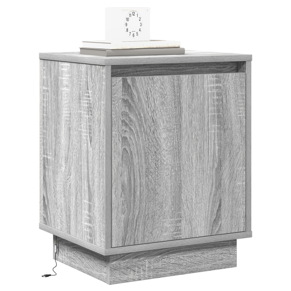 Cabinet de noche con luces LED Gris Sonoma 39x34.5x50 cm M 3