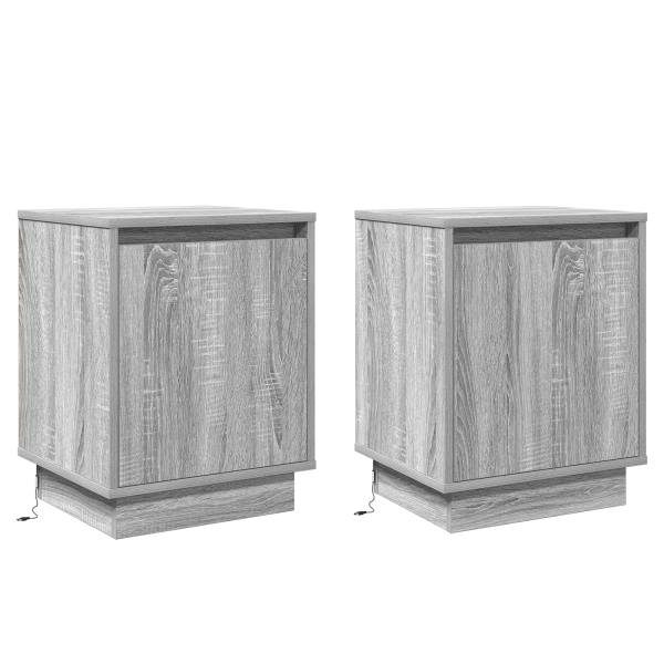 Cômodas de Cabeceira com Luzes LED 2 pcs Cinza Sonoma 39x34.5x50 cm M 2