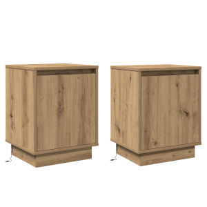 Camas de cabeceira com luzes LED 2 pcs Carvalho Artisan 39x34.5x50 cm H