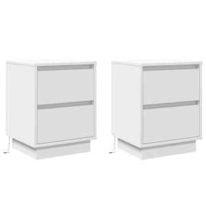 Armários de Cabeceira com Luzes LED 2 pcs Brancos 39x34.5x50 cm H