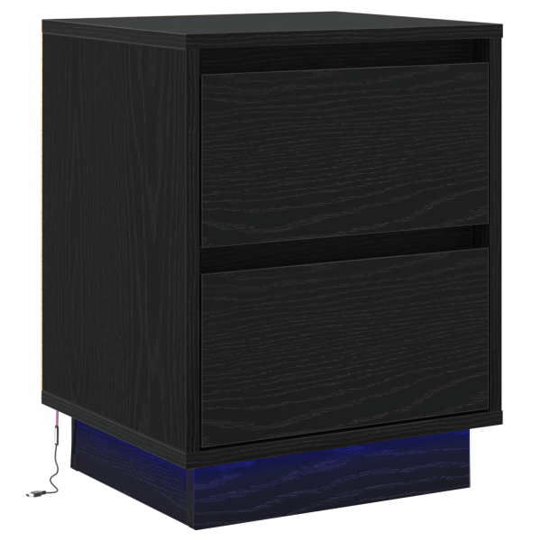 Cabinet de Noche con Luces LED Negras 39x34.5x50 cm M 2