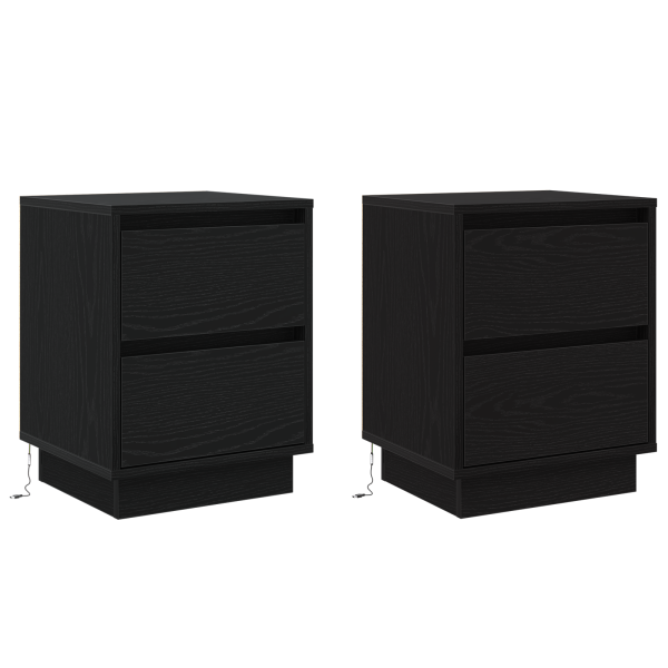 Criados-mudos com Luzes LED 2 pcs Preto 39x34.5x50 cm M 2