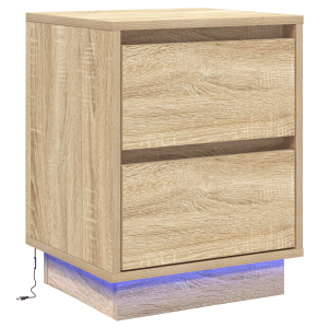 Mesa de Cabeceira com Luzes LED Carvalho Sonoma 39x34.5x50 cm H