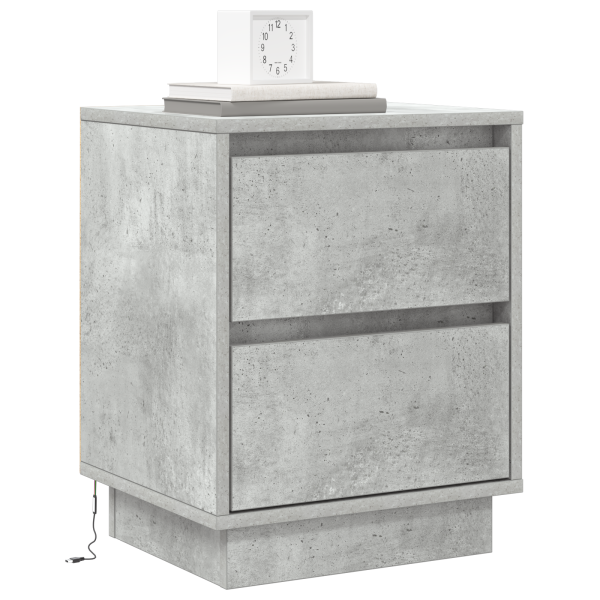 Cabinet de Noche con Luces LED Concreto Gris 39x34.5x50 cm M 3
