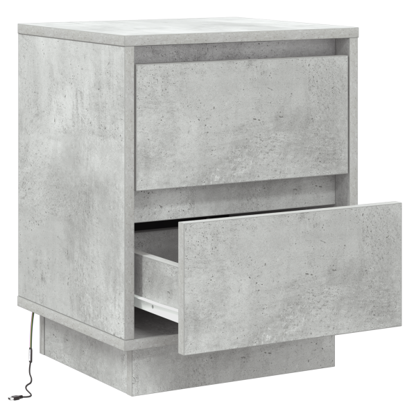 Cabinet de Noche con Luces LED Concreto Gris 39x34.5x50 cm M 5