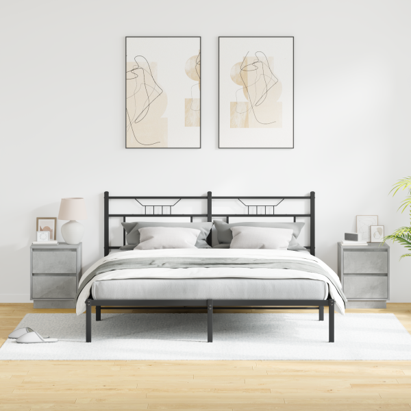 Cabinets de Noche con luces LED 2 pcs Gris Concreto 39x34.5x50 cm M 5