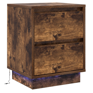 Criado-Mudo com Luzes LED Carvalho Fumado 39x34.5x50 cm H