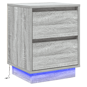 Cabinet de Noche con Luces LED Gris Sonoma 39x34.5x50 cm H
