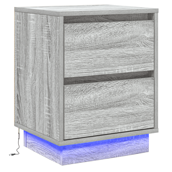 Cabinet de Noche con Luces LED Gris Sonoma 39x34.5x50 cm M 2