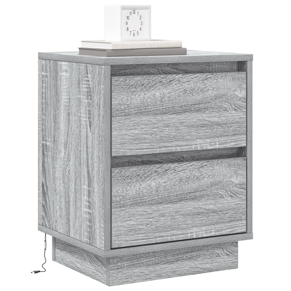Cabinet de Noche con Luces LED Gris Sonoma 39x34.5x50 cm M 3