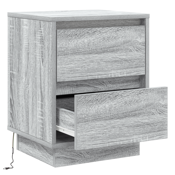 Cabinet de Noche con Luces LED Gris Sonoma 39x34.5x50 cm M 5