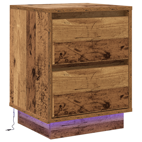 Cabinete de Noche con Luces LED Madera Vieja 39x34.5x50 cm M 2