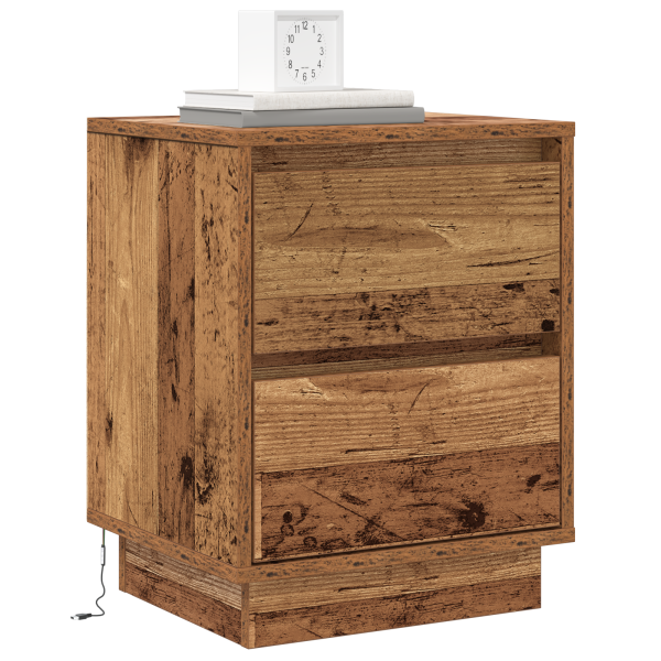 Cabinete de Noche con Luces LED Madera Vieja 39x34.5x50 cm M 3