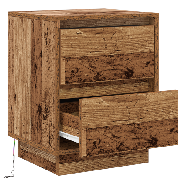 Cabinete de Noche con Luces LED Madera Vieja 39x34.5x50 cm M 5