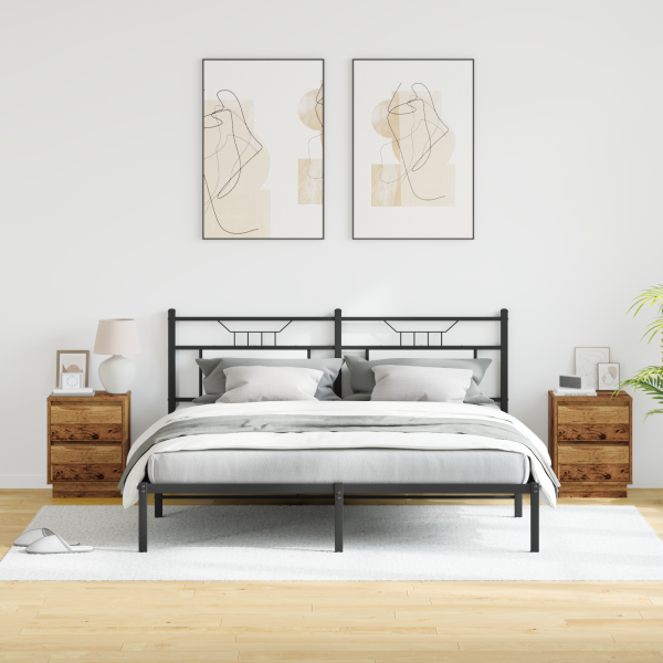 Cabinet de Noche con Luces LED 2 pcs Madera Vieja 39x34.5x50 cm M 5