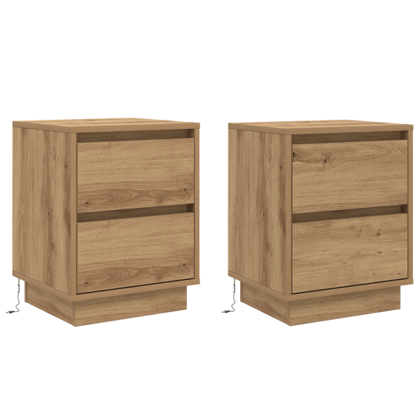 Cabinets de Noche con Luces LED 2 pcs Roble Artesanal 39x34.5x50 cm M 2