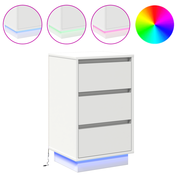 Criado-Mudo com LED Branco 39x34.5x65 cm Madeira Engenheirada M 4