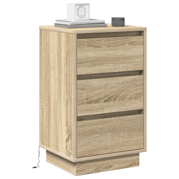 Gabinete de cabeceira com LED Carvalho Sonoma 39x34.5x65 cm Madeira Encapsulada M 3